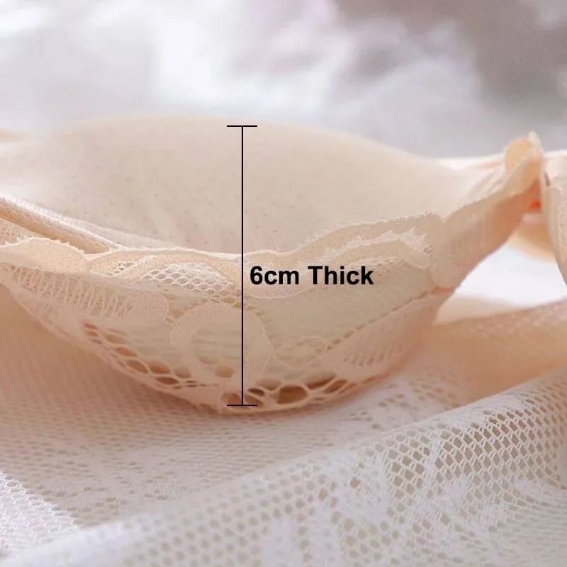 Ultra-vastag Push Up melltartó 12 cm-es vastag, csipkés csésze, összegyűjtött vezeték nélküli melltartó oldalsó tartása Teljesen fedő fehérnemű A/B csészékhez