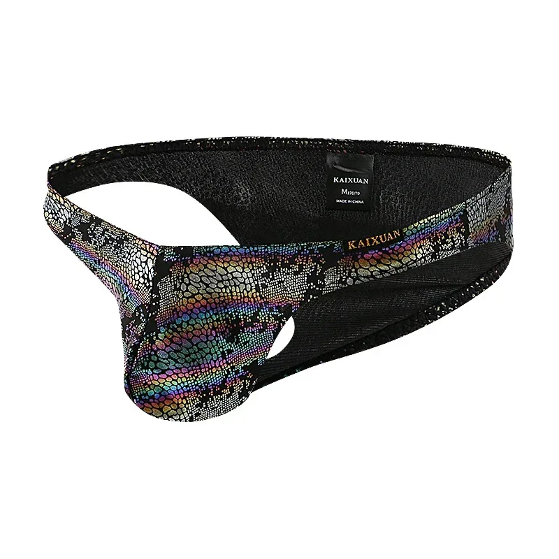 Mens Snake Skin Patterned Briefs with Sexy Bulge Pouch Bikini Underwear Comfortable Underpants by WANGJIANG Brand