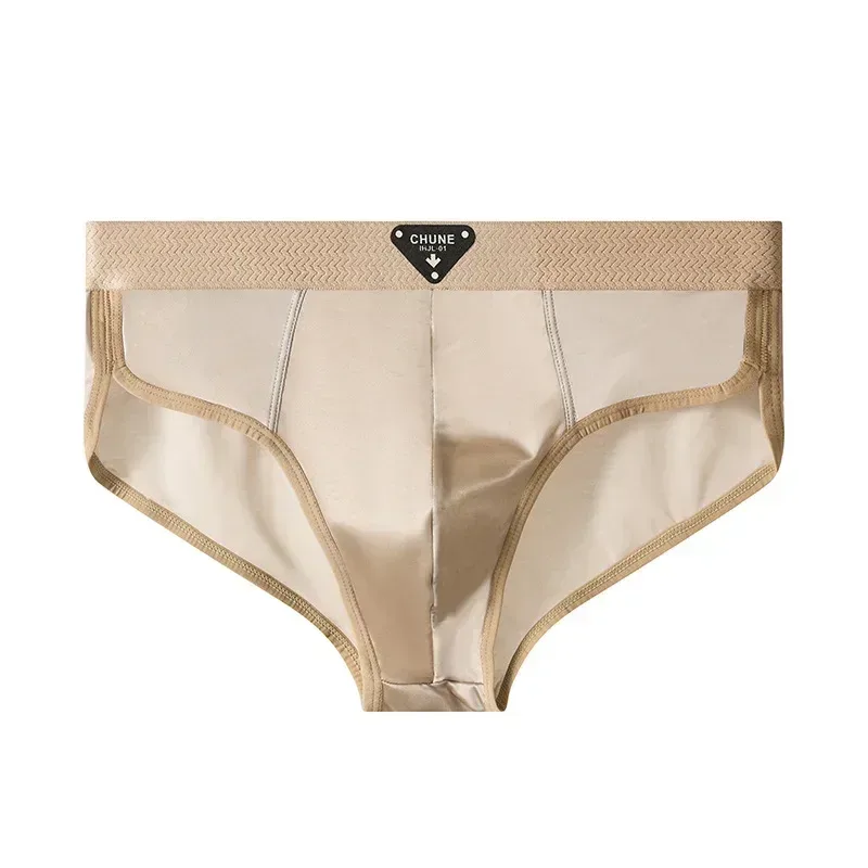 1/3PCS Men's Briefs Ice Silk Satin-like Briefs Men's Underpants Summer Breathable Quick Drying Panties Sexy U Pouch Underwear