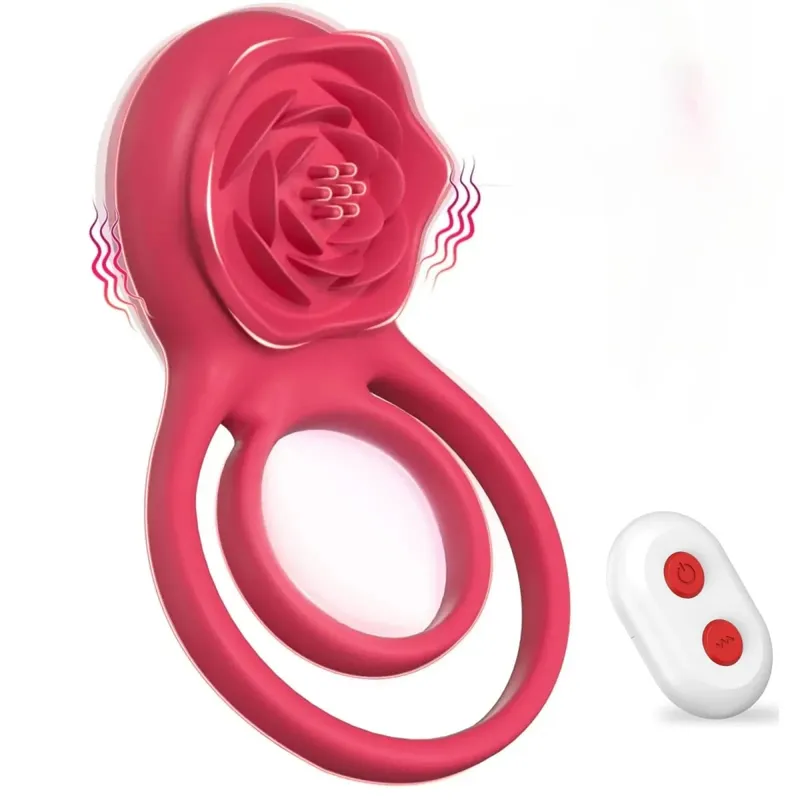 Rose Penis Cock Ring Vibrátor Erőteljes péniszhüvely-stimulátor Késleltetett magömlés G-pont Clitoralis masszírozó szexjáték 18 év feletti pároknak