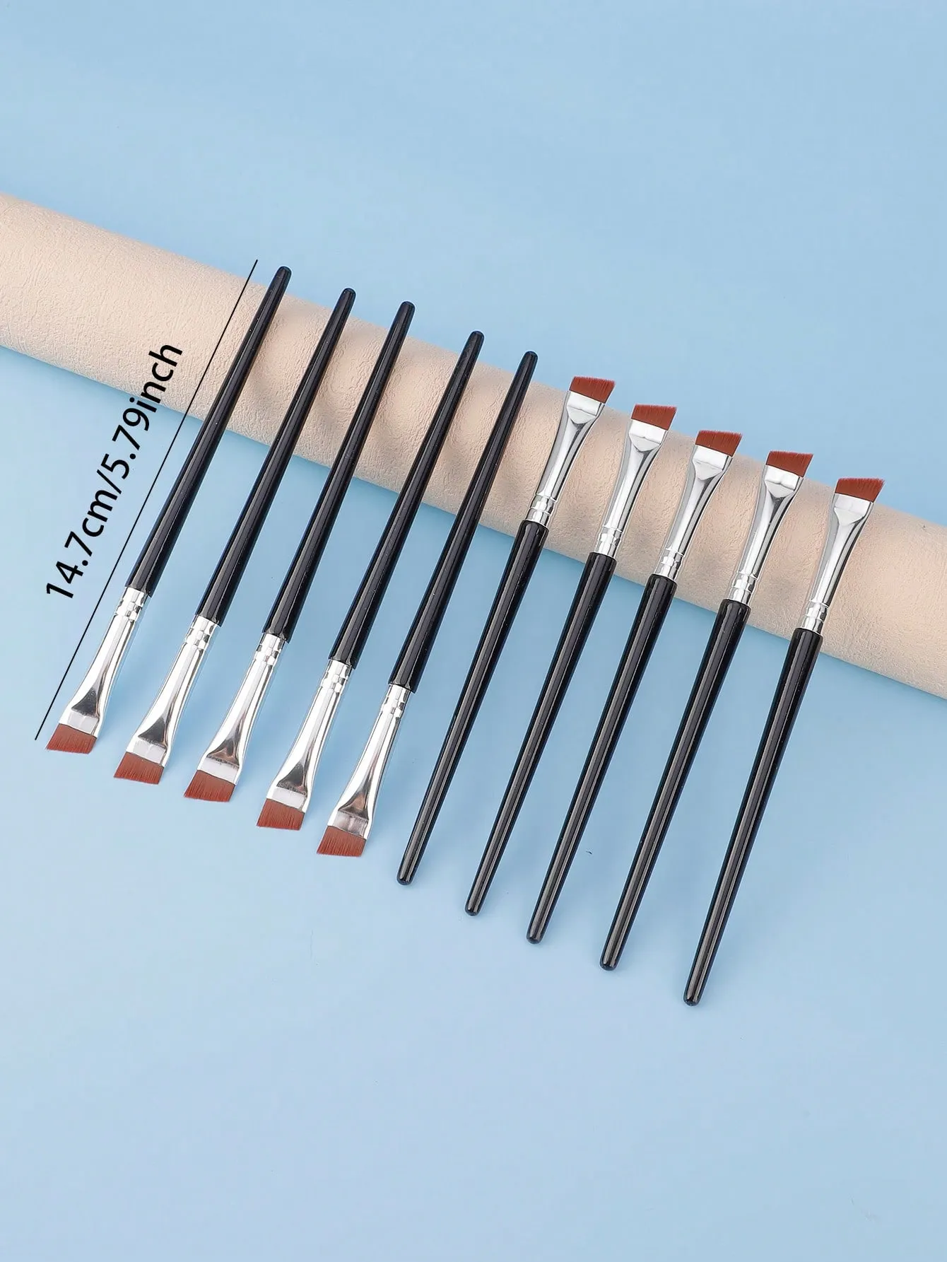 10 Stuks Schuine Wenkbrauwborstels Wenkbrauw Tint Borstel Platte Taps toelopende Wenkbrauw Concealer Borstel Oogmake-up Kwasten