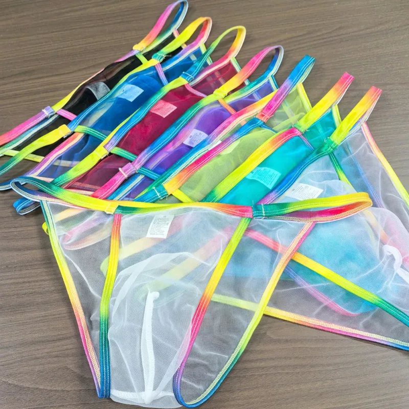 1pc Men Sexy Sheer Briefs Ultra Thin See Through Underwear Low Rise U Convex Pouch Mesh Breathable Panties Clubwear