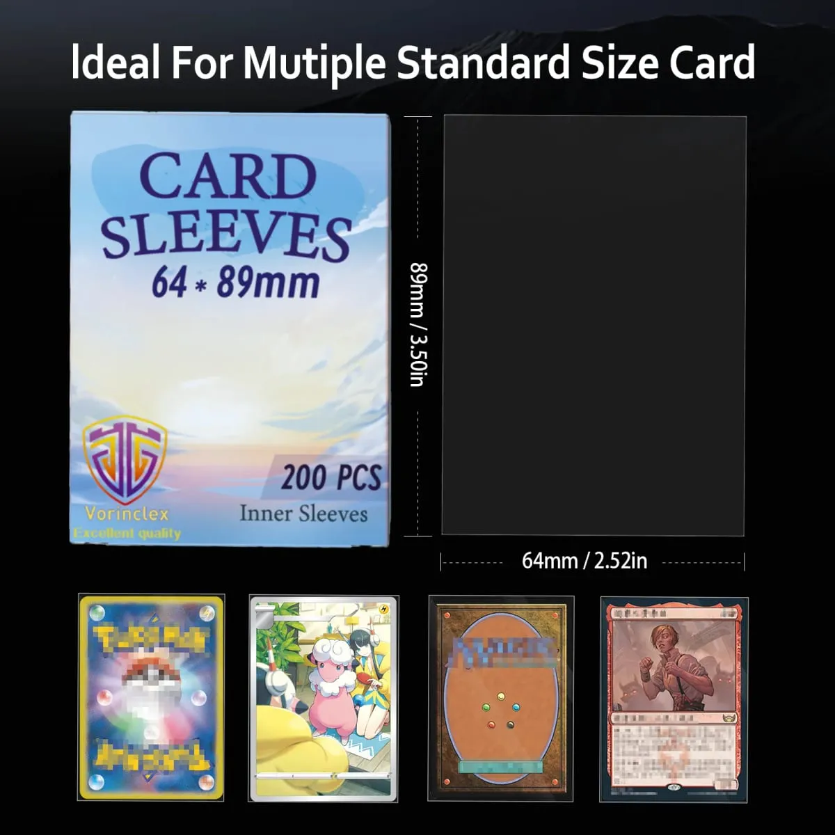 200 PCS Inner Card Sleeves Perfect Fit MTG/YGO Game Cards Sports Cards Football Cards Inner Card Sleeves Is Smooth And Tough