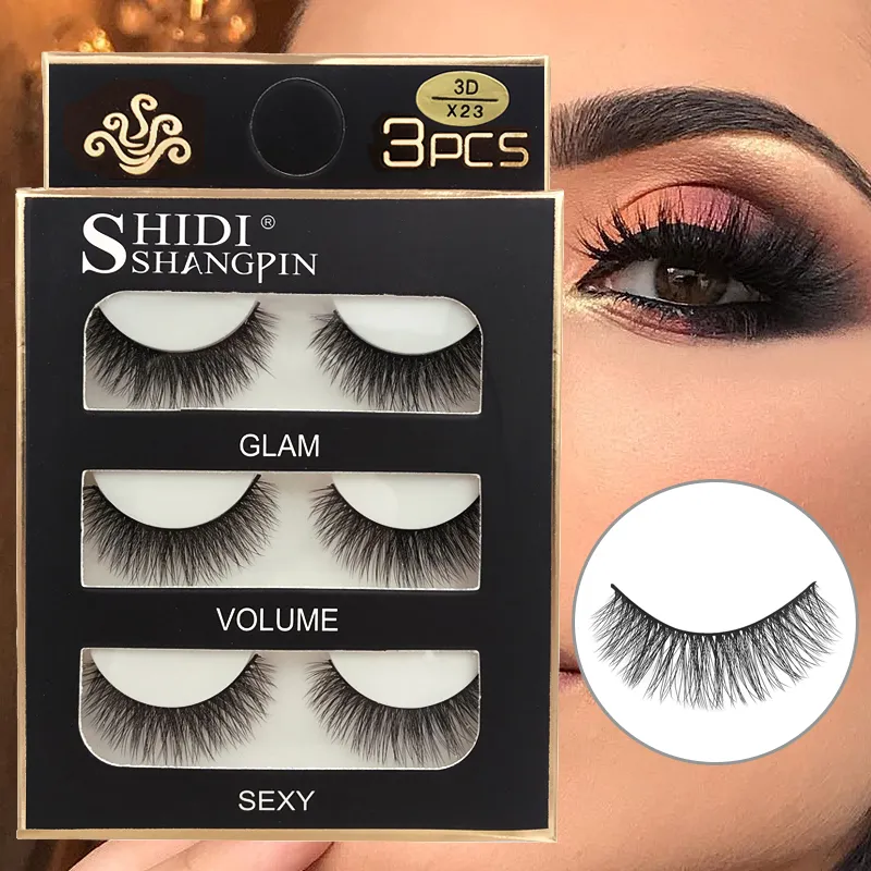 Faux Cils 3 Pairs Ψεύτικες Βλεφαρίδες Φυσικές μακριές 3D Βιζόν Βλεφαρίδες Απαλές Αφράτες Χειροποίητες Ψεύτικες Βλεφαρίδες Εργαλεία Μακιγιάζ Ματιών Maquiagem
