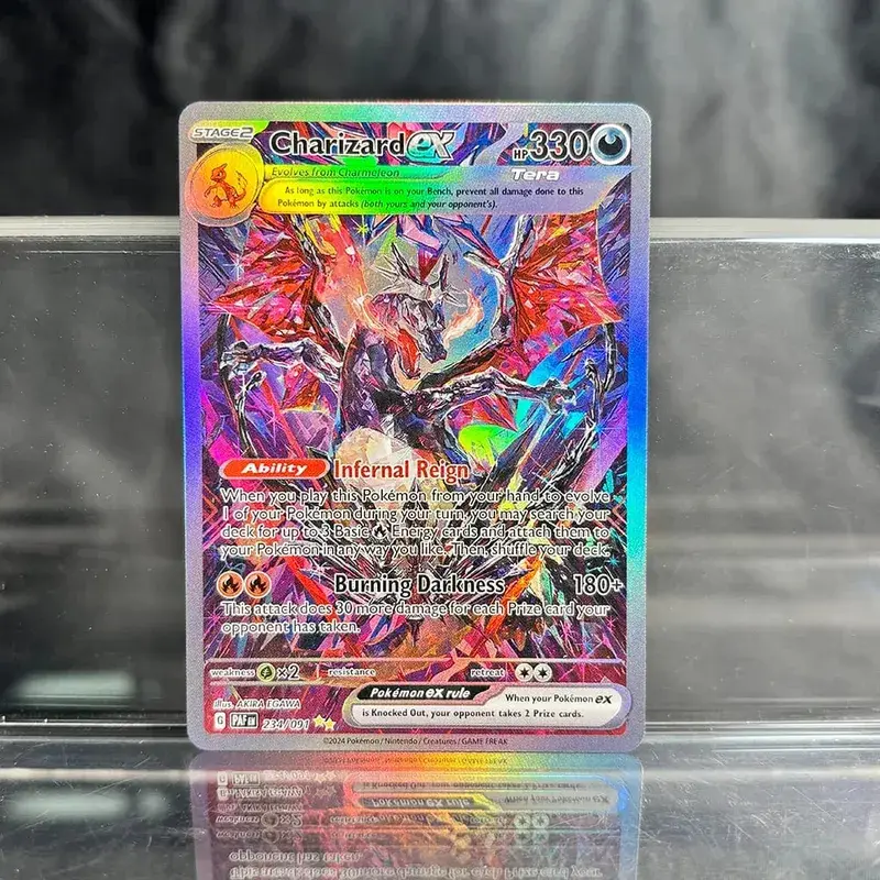 אוסף משחקי מסחר הולוגרפי PTCG כרטיסי פרוקסי Charizard Pikachu Mew EX Singl PKM Foil Cards Gengar VMAX Skyridge (SK)