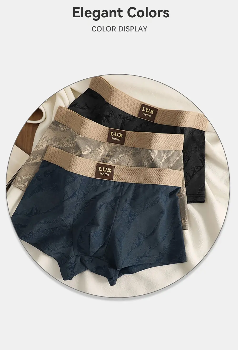 3PCS/Pack 100% Cotton Luxury Print Boxers Hombre 3D Mesh Breathable Antibacterial Pouch Underwear Comfortable Soft Men's Panties