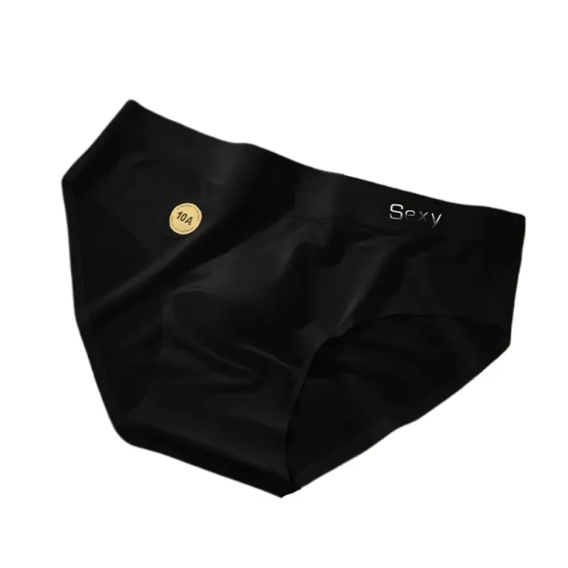 Solid Color Summer Thin Satin Briefs Men Simple Underpants Ice Silk Panties Quick Dry Breathable Seamless Underwear Men Gift
