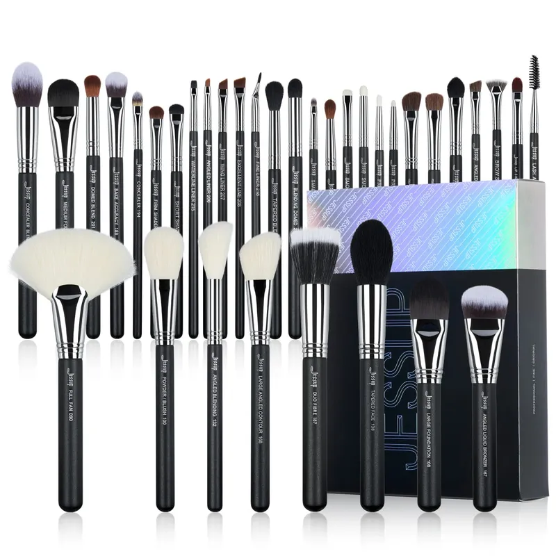 Jessup Makeup Brushes Set Professional 35pcs Premium Synthetic Labeled Make up Brush para sa Foundation Eyeshadow Concealer Contour