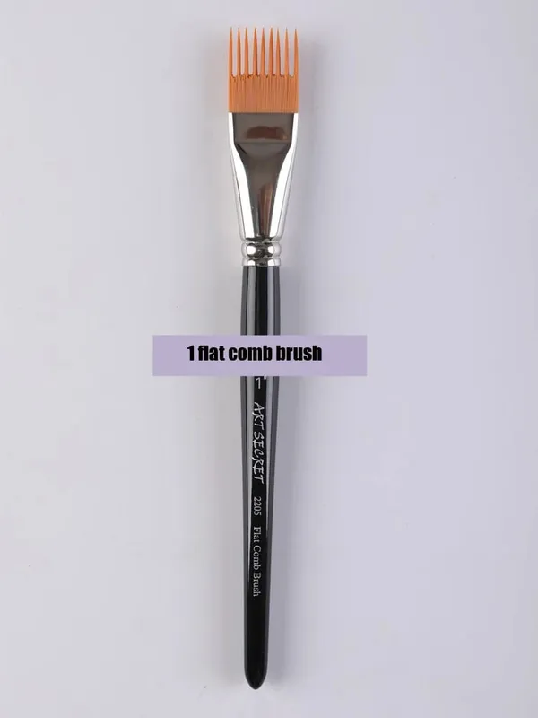 Professional 5 pcs Flat Comb Brush Nylon Paint Drawing Brushes Oil Artists Painting Brush Set Para sa Artista Student