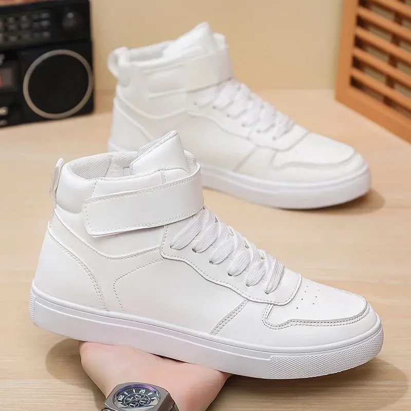 Λευκά Βουλκανιζέ Sneakers Ανδρικά Flat άνετα παπούτσια Lace up Zapatillas Hombre Φθινοπωρινή Άνοιξη Ψηλά Αθλητικά Παπούτσια Plus Size 39-48