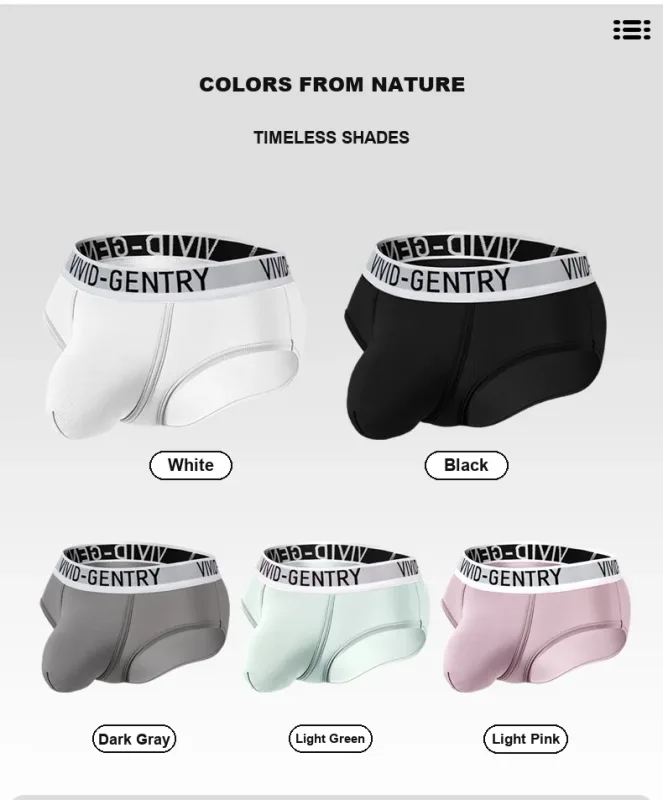 Men's Elastic Ice Silk Underwear Sexy Big U Convex Pouch Briefs Korean Youth Breathable Sports Panties Solid Mid Waist Underpant