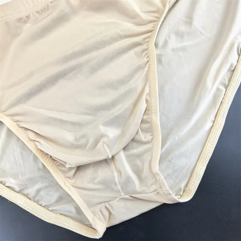 Business Men Ice Silk Briefs Quick Dry Seamless Nylon Male U Pouch Convex Underwear Sexy Plus Size Underpants Lingerie
