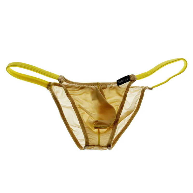 Men Ice Silk Low Rise Briefs U Pouch Color Block Breathable Soft Comfort Male Daily Underwear