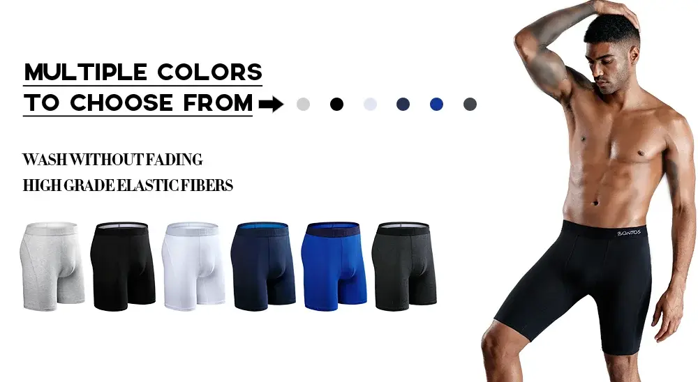 6 Pieces Solid Color Men's Panties BONITOS Letter Waistband Boxer Briefs Cotton Underwear Mens Boxers Classic Men Underpants