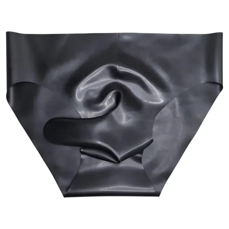 Men's Sexy Latex Erotic Underpants Seamless Rubber Sheath Sissy Briefs See-Through Couple Low Waist Panties Tight Safety Panties