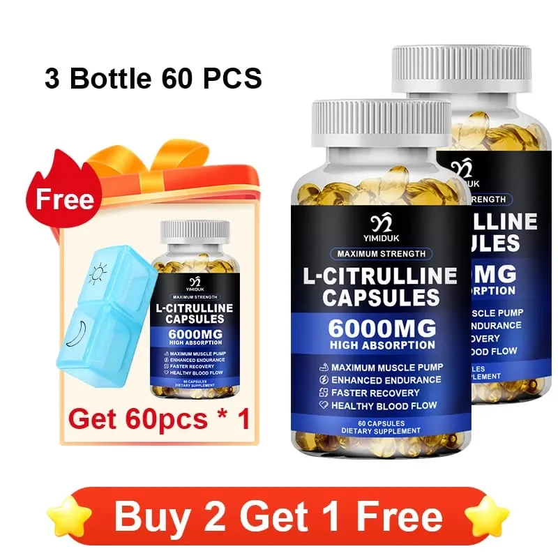 Pure L-Citrulline Capsules Support Circulation Energy Vitality Extend Workout Workout Endurance & Exercise Muscle Recovery