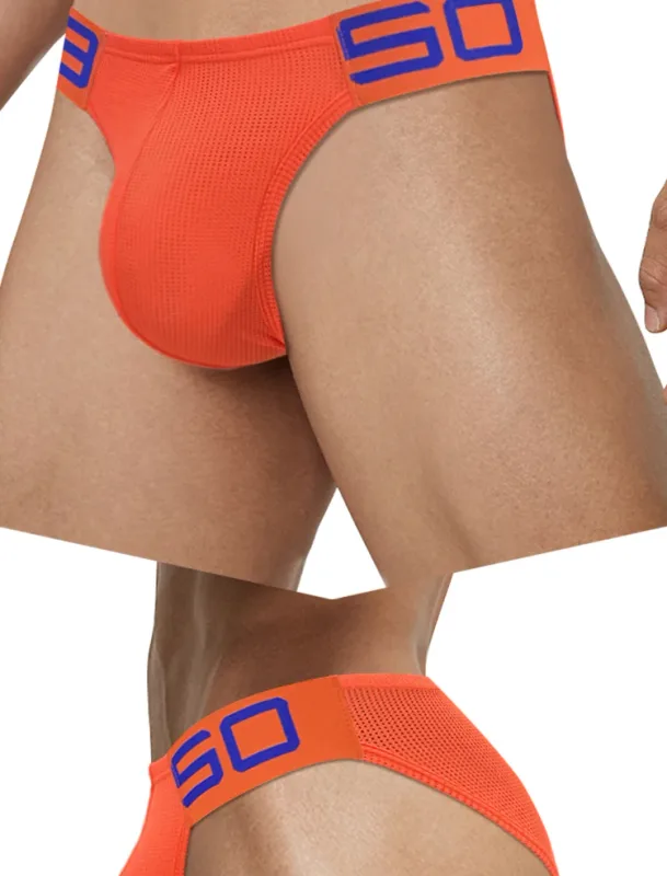 Men's Nylon Blend Mesh Breathable Briefs Horn Splice Letter Embossed Wide Elastic Waistband Fluorescent Color Sexy Underwear