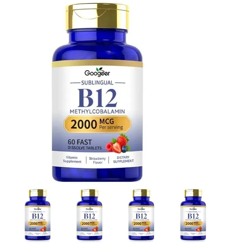 Googeer B12 Methylcobalamin Υπογλώσσια Ταμπλέτες Γρήγορης Διάλυσης με Άρωμα Φράουλα για Καθημερινή Υποστήριξη Άνεσης Σώματος 60 ταμπλέτες