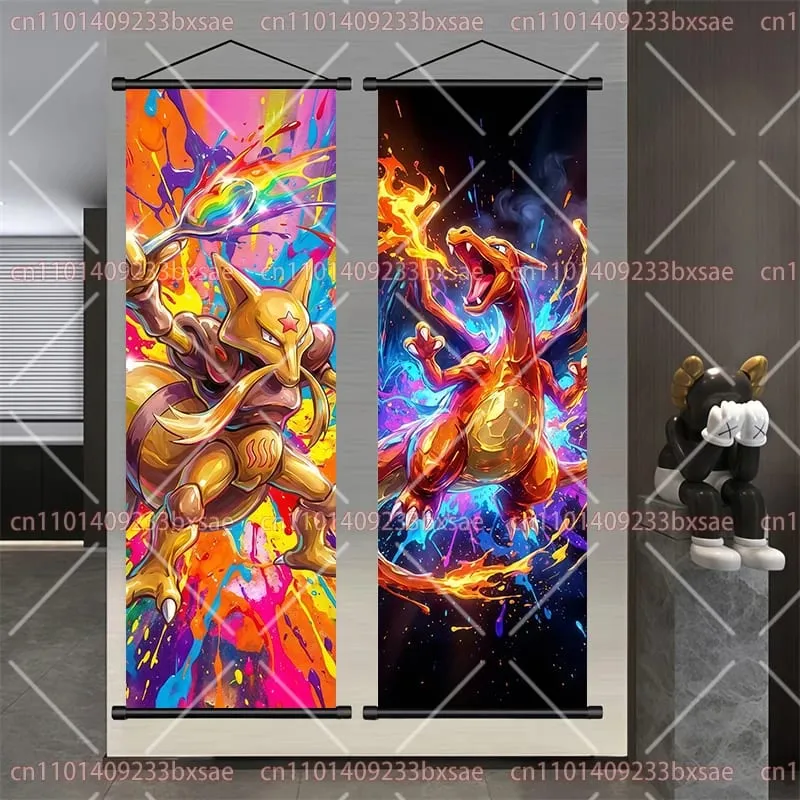 Pokémon Anime HD Scroll Painting Eevee Pikachu Suicune Charizard Mewtwo Διακόσμηση τοίχου με φόντο αφίσα Παιδικό δώρο