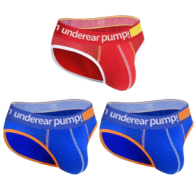 Men's Low Waist Slimming Mesh Briefs U Convex Pouch Elastic Waistband Breathable Colorful Jockstrap Underwear