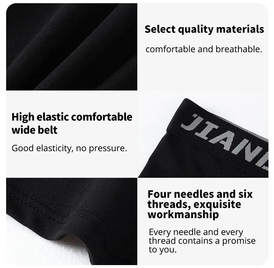 5/10 Piece Set Of Men's Solid Color Classic Long Underwear Quick Drying Youth Sports Comfortable Elastic Casual Boxer Shorts