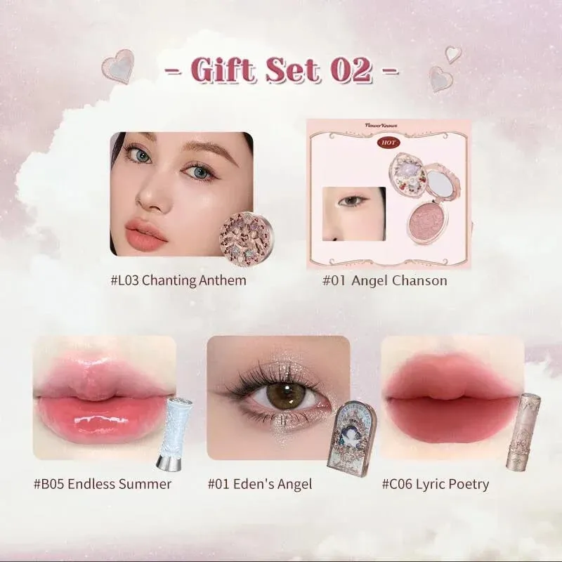 Flower Knows Makeup Kit Full Professional Makeup Gift Set Mermaid Eyeshadow Angel Highlight Swan Lipstick 5 τεμαχίων