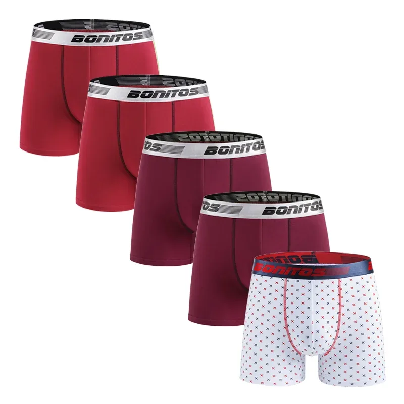 5pcs Men's Underpants Cotton Boxer Briefs Classic Men Panties BONITOS Letter Elastic Waistband Boxers Underwear For Man Shorts