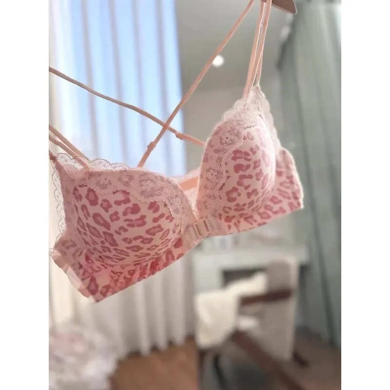 Leopárdmintás elülső gombos melltartó szett Push Up vékony női, hát nélküli szexi fehérnemű bulizáshoz, mellszobor, S-XL