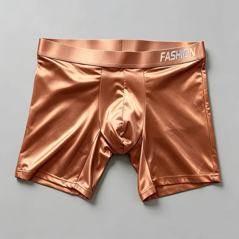 Mens Underwear Boxers Man Solid Slim Ice Silk Extended Leg Boxer Shorts Ropa Middle Waist Sports Panties Male Underpants