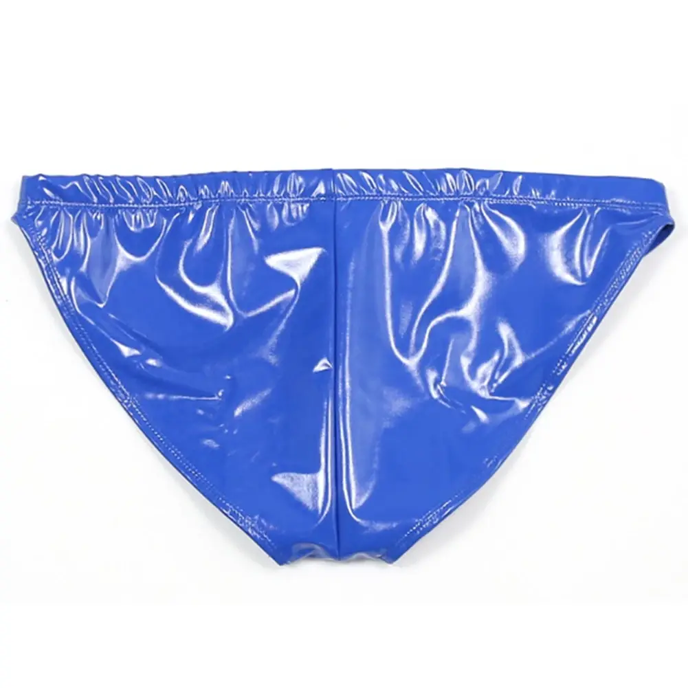 Men Sex Faux Latex Brief Glossy Patent Leather Package Hip Gay Underwear Lingeri Smooth Thongs Candy Color Thong T-Back