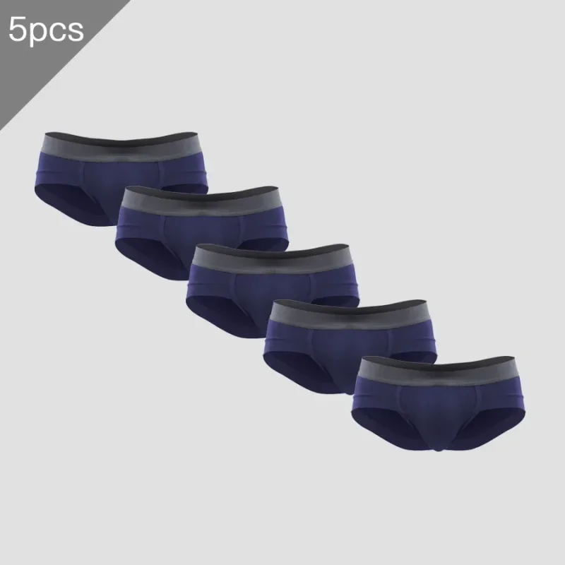 5PCS Men's three-piece briefs with U-shaped pouch, modal fabric, breathable, summer youth low-rise bottom pants