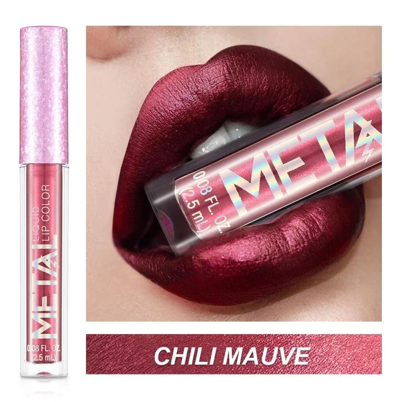 Lipstik Cair Matte Metalik Tahan Air Tahan Lama Antilengket Matte Berkilau Lip Gloss Makeup Bibir Wanita 12 Warna