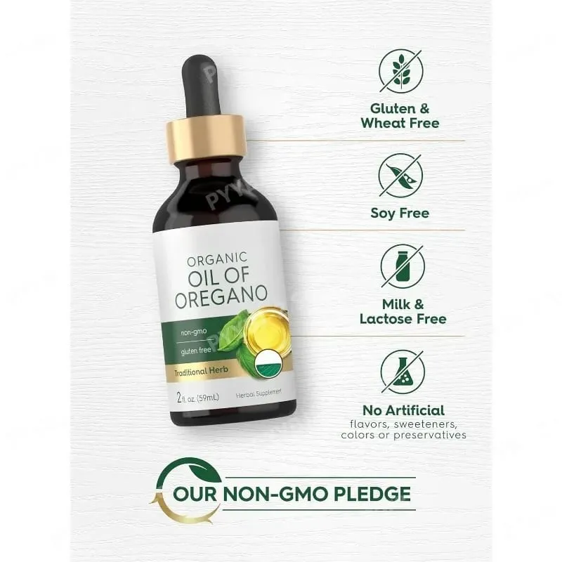 Minyak Organik Oregano Cair Tetes Suplemen Herbal Vegan Kesehatan Non-GMO Bebas Gluten Dukungan Nutrisi Harian 60Ml Per Botol