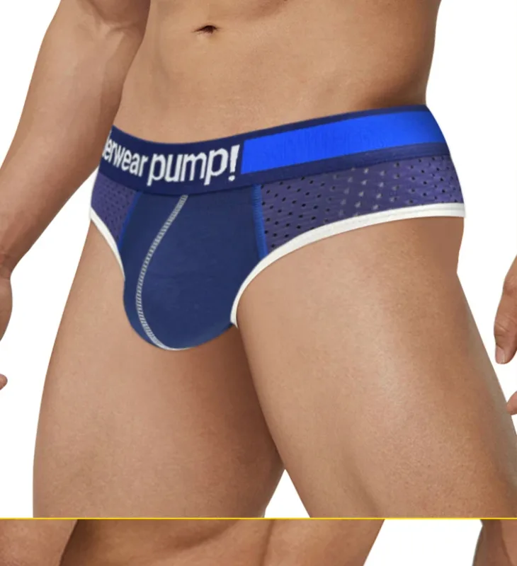 Men's Low Waist Slimming Mesh Briefs U Convex Pouch Elastic Waistband Breathable Colorful Jockstrap Underwear