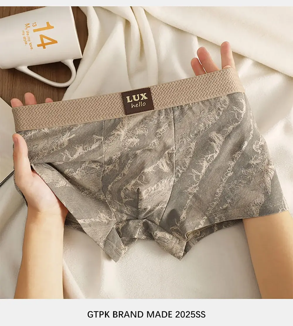 3PCS/Pack 100% Cotton Luxury Print Boxers Hombre 3D Mesh Breathable Antibacterial Pouch Underwear Comfortable Soft Men's Panties