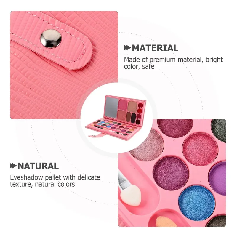 Σετ μακιγιάζ 33 χρωμάτων Eye Shadow Powder Blush Lipstick Διαρκής Καλλυντικά Μακιγιάζ με Καθρέφτη Φορητή παλέτα ταξιδιού για αρχάριους