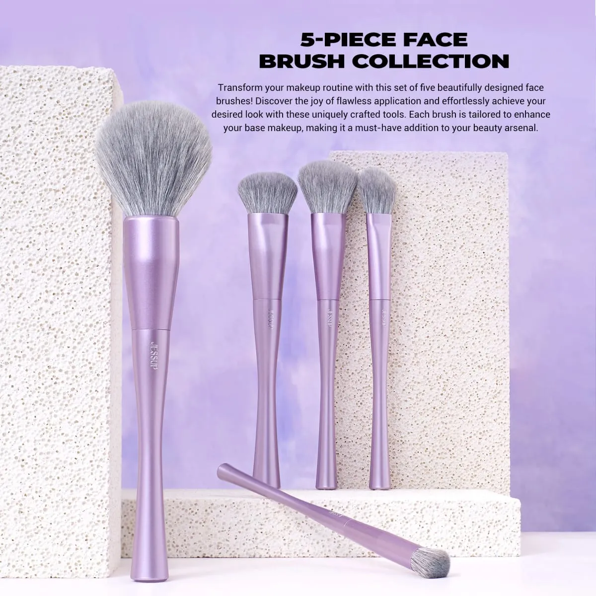 Σετ πινέλα μακιγιάζ Jessup 4/6/7/10/14/15 τεμ. Foundation MakeUp Brush Face Shadow Eyeshadow Blending Highlighting Concealer Luxury Purple