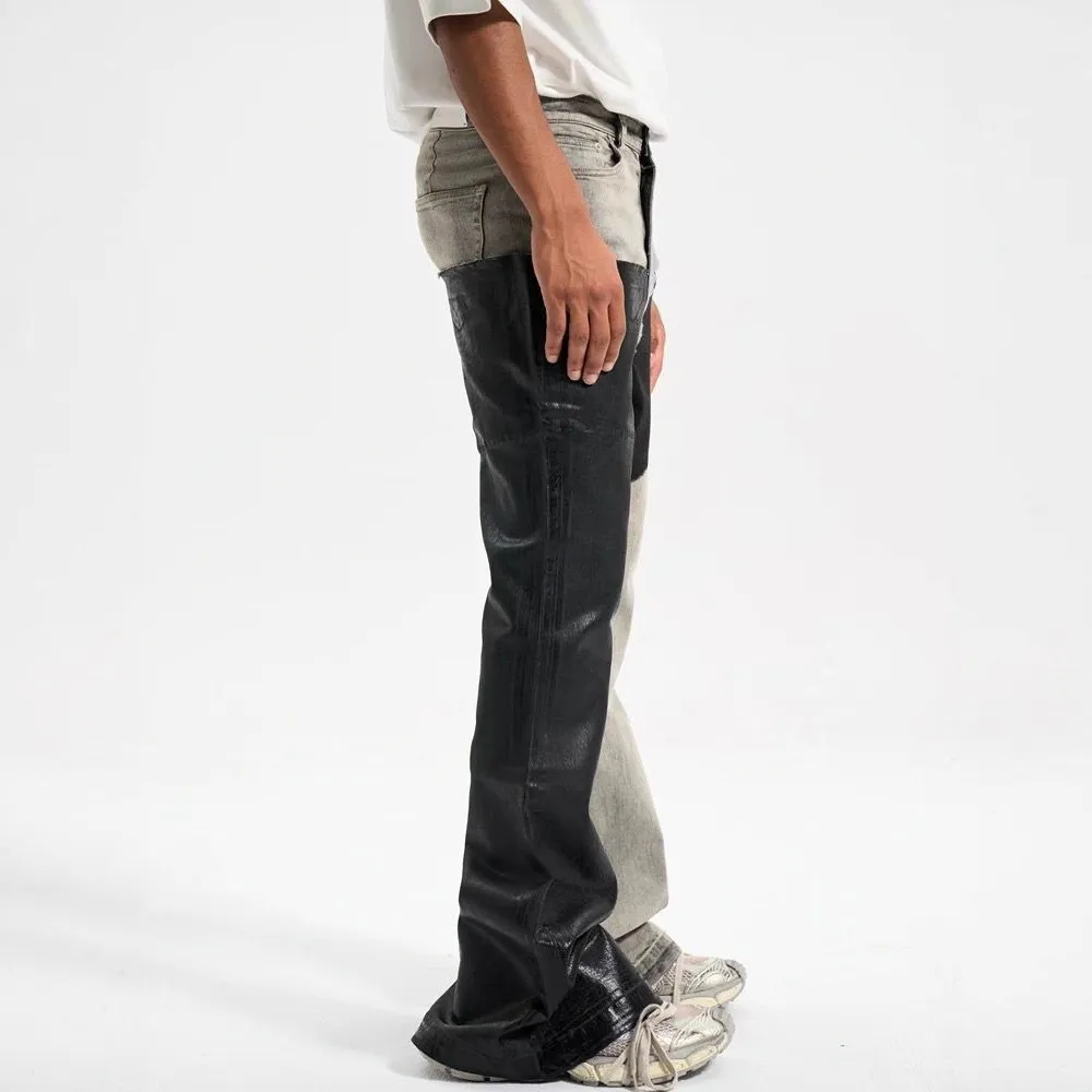 Ανδρικό χρώμα Contrast Casual Trendy Απλό Basic Slim Flare τζιν παντελόνι Four Seasons New Fashion Ανδρικό τζιν παντελόνι Streetwear