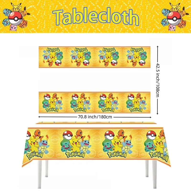 1/10Pcs Pokemon Tablecloth Birthday Dekorasyon Disposable Tablecloth Pikachu Tablecover Mga Regalo sa Kaarawan ng mga Bata Mga Baby Shower Supplies