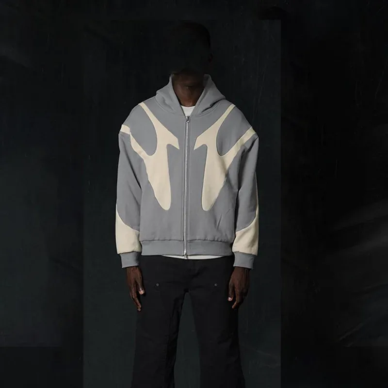 Amerikaanse Retro Brief Gedrukt Duivel Patroon Hoodie Y2k Harajuku Casual Paar Rits Hoodies Sweatshirt Mode Herenkleding