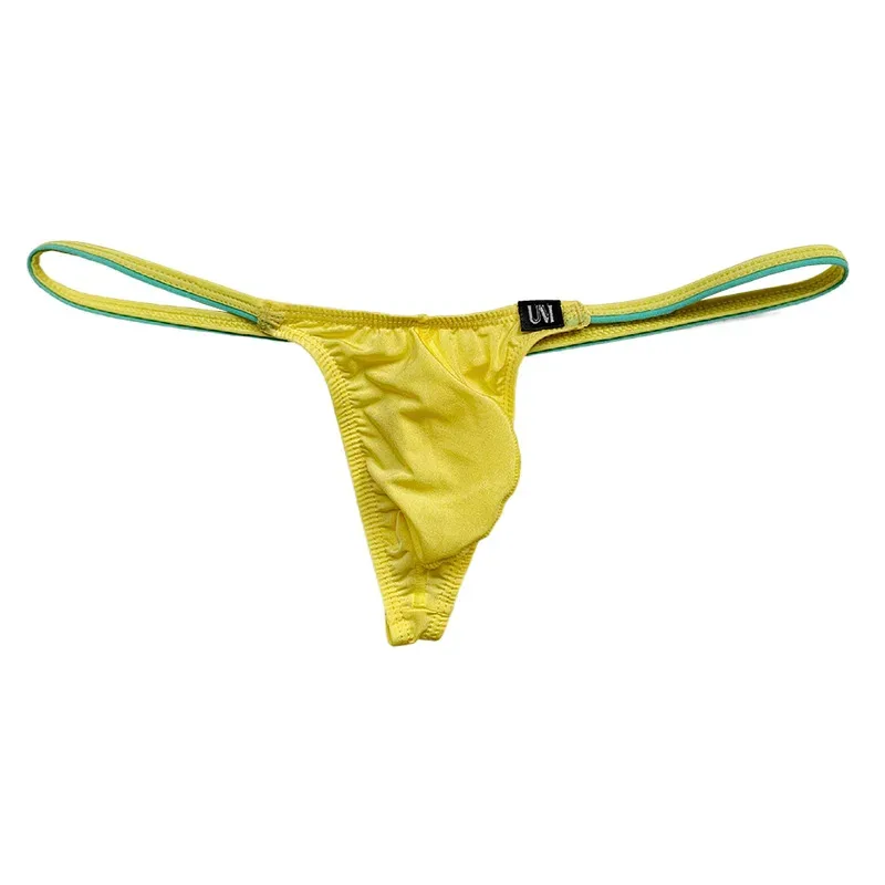 Men's Ice Silk Thin Strap Thong Underwear Low Waist Sexy Breathable Bulge Pouch T-Back Briefs Panties 0116