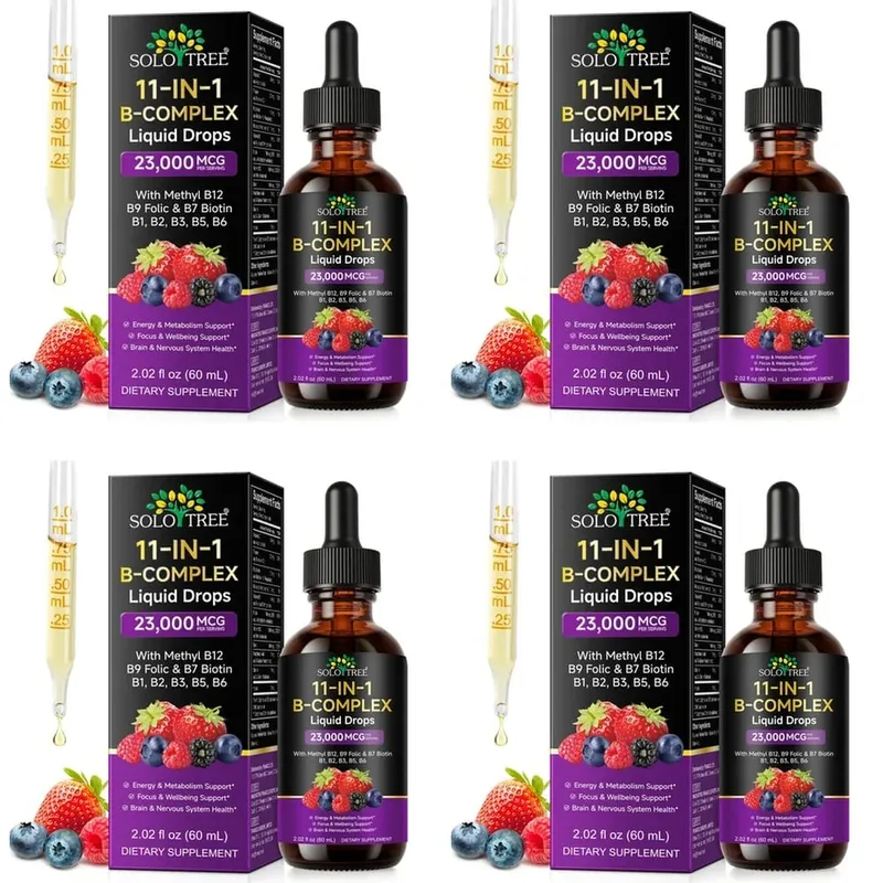 B-Complex Liquid Drops 11-in-1 Methyl B12 Folate Biotin Para sa Energy Focus at Brain Nervous Support Formula Pang-adulto 60ml