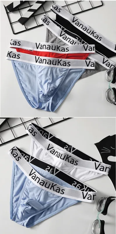 Men's High Cut Panties Soft Modal Fabric Low Rise Briefs Sexy Comfortable Underwear