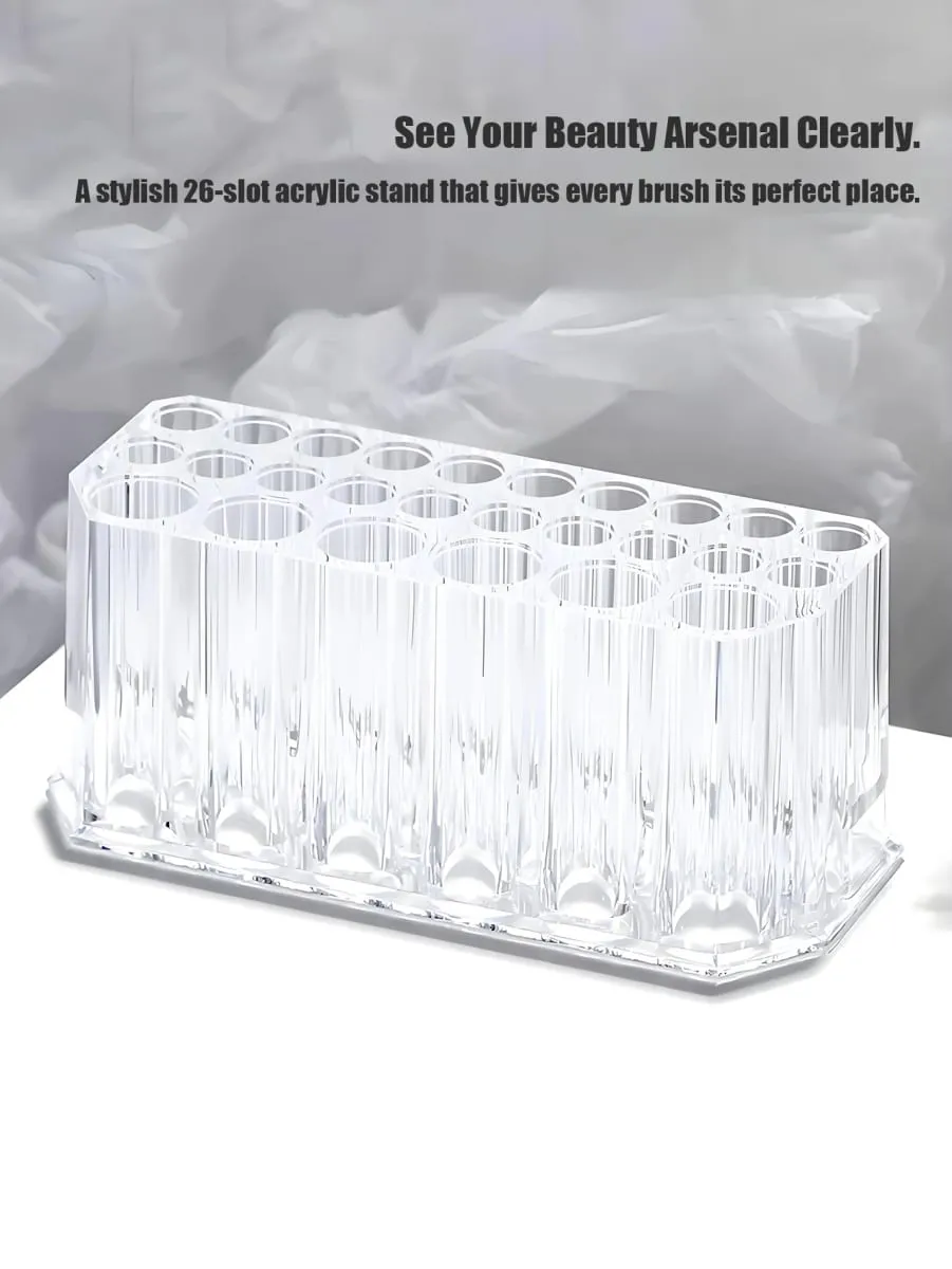 1pc Clear Acrylic 26Hole Brush Stand Multifunctional Makeup Brush Holder Display Case para sa Nail Art Tools at Cosmetic Brushes