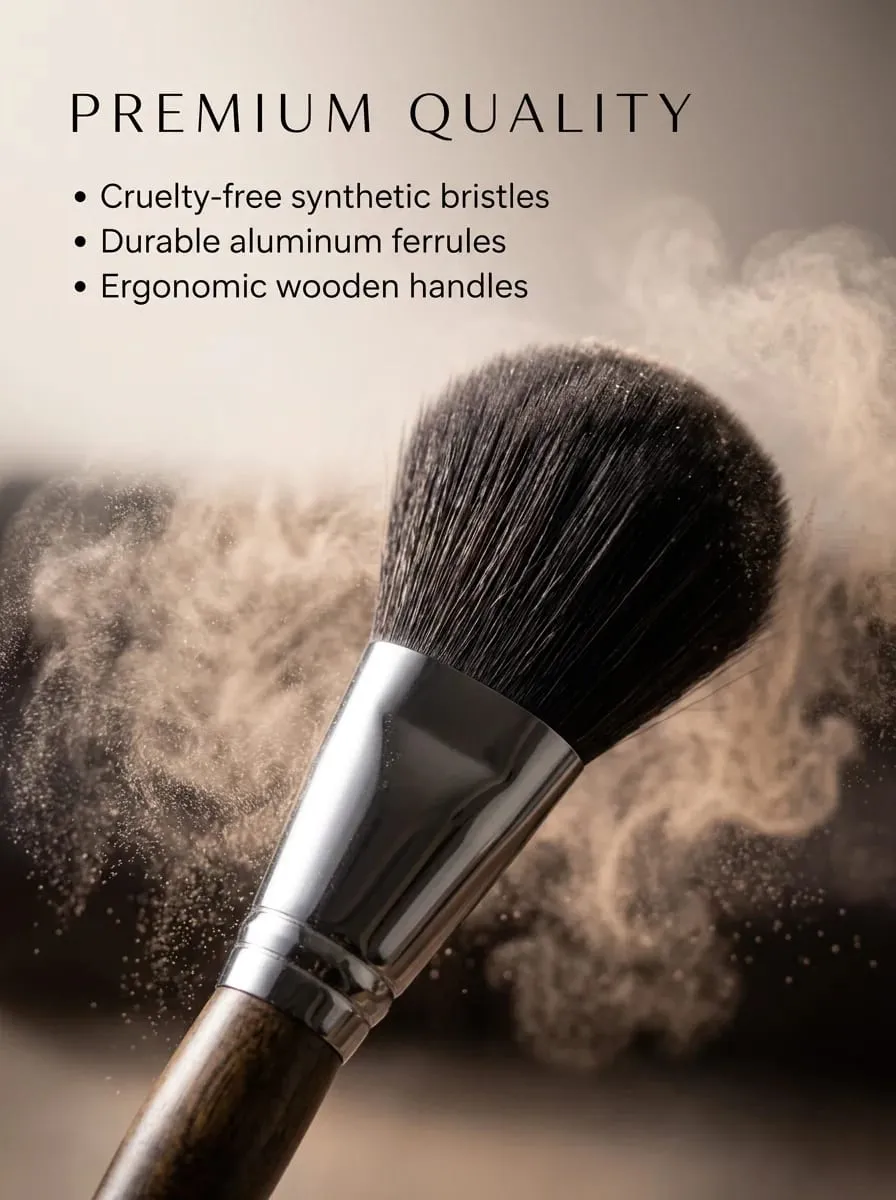 32Pcs Propesyonal na Makeup Brush Set Wooden Handle Cosmetic Brushes Foundation Eyeshadow Blush Brush na may PU Storage Bag
