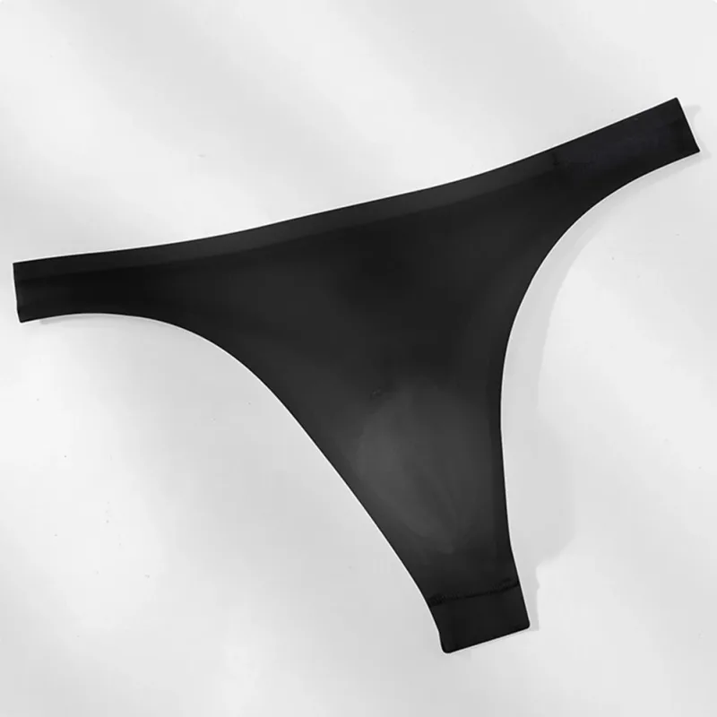 Men's Ultra-thin Ice Silk G-string 3D Bulge Pouch Thong See Through Underwear Low Rise Men Bikini Briefs U Pouch Lingerie