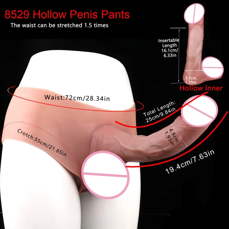 Thick Hollow Dildo Male Strap-On Huge Hollow Dildo Dick Extender Silicone Realistic Large Penis Sex Toy For Couples Sex