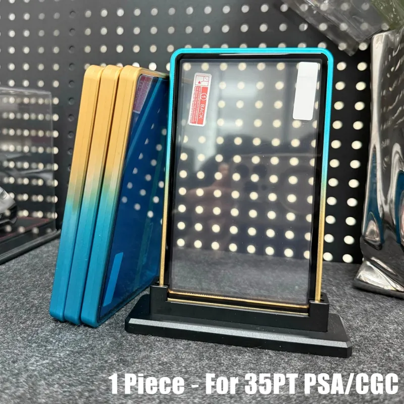 Casing Logam Tempat Pelindung Kartu Perdagangan Aloi Aluminium Warna Gradien Multiwarna untuk Kartu Bertingkat 35PT PSA CGC