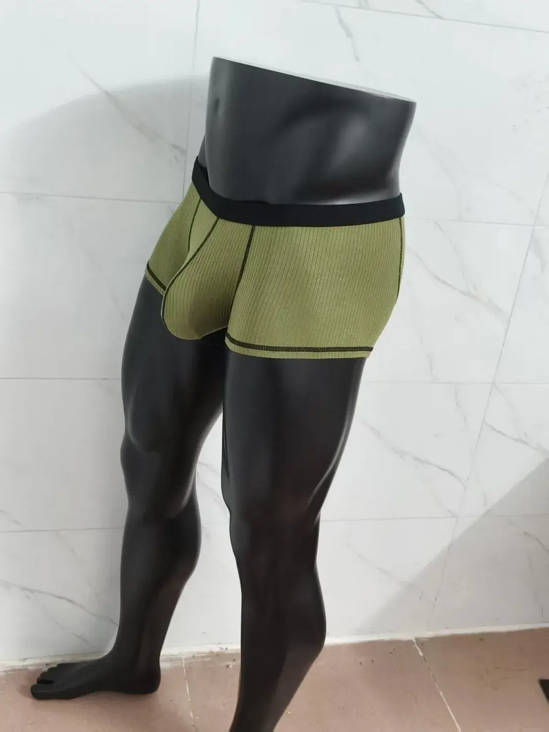 Men's underwear with large scrotal pocket and large stretch flat-leg pants