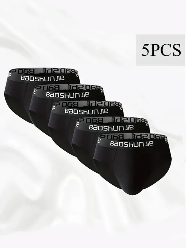 5-teilige Herren-Unterwäsche aus Baumwolle, schwarz, bequem, atmungsaktiv, schlicht, modisch, für Herren, Slips, sportlich, lässig, Unterwäsche-Kombination